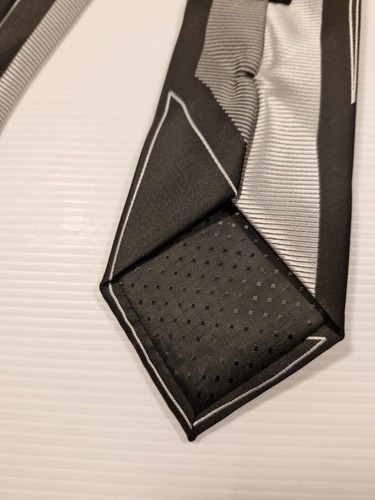 RDX - Black and Grey Polyester Necktie Business Formal Tie - Picture 3 of 5