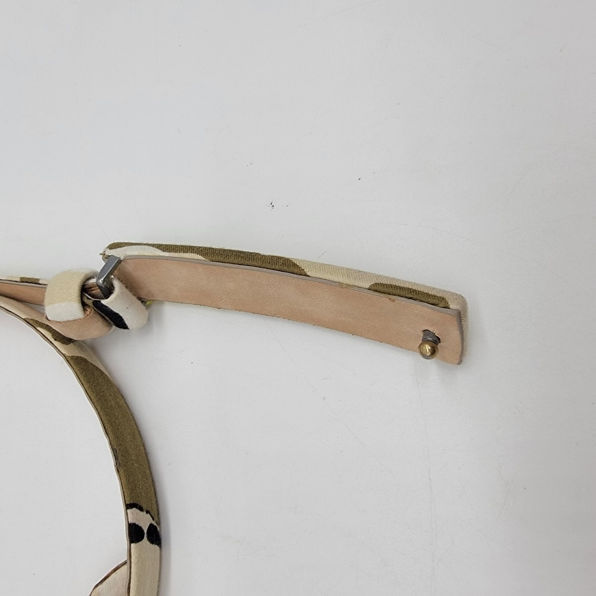 St. John Camo Fabric Bar Buckle Belt - Size 37 with Bag St John Belt Leather Lined Camo Fabric Bar Buckle Skinny  main image 4