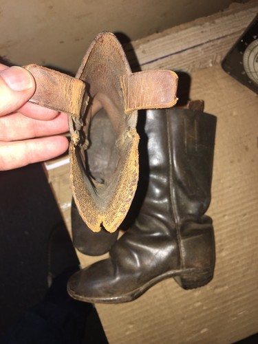 Antique Vtg Square Nail Sole Boots Childerns Handmade Cowboy Western c.1910 - Picture 3 of 4