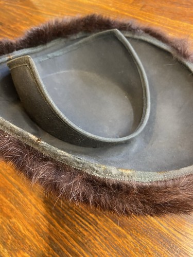 Vintage Mink Hat Almond Round Shape Beret Brown Sleek - Picture 8 of 13