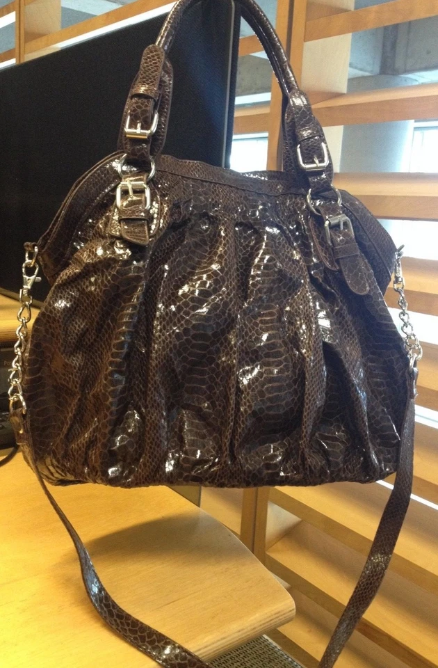 Women Handbags Shoulder bag Hush Puppies Crocodile Faux Leather Brown New  Foto 4 de 4