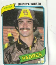 FREE SHIPPING-NRMINT-1980 TOPPS #339 JOHN D'ACQUISTO PADRES (FACSIMILE AUT
