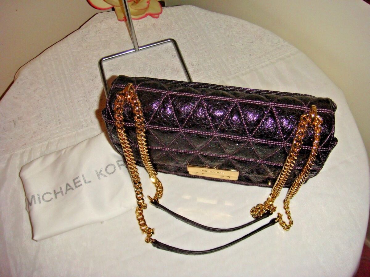 NWT Michael Kors Damson Quilted Leather Sloan Large Chain Shoulder