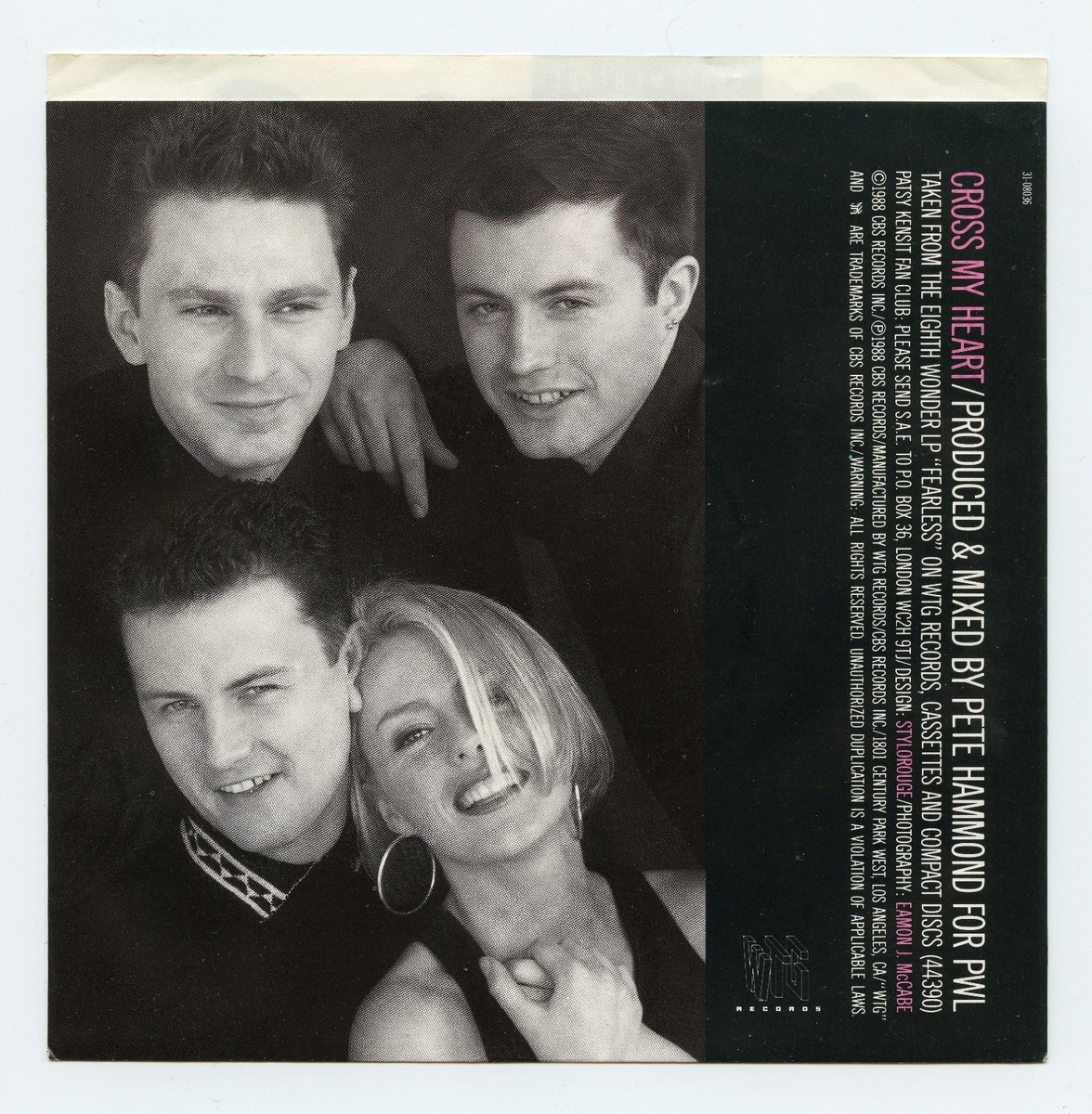 Eighth Wonder/Cross My Heart + 1 (U.S./45 RPM 7