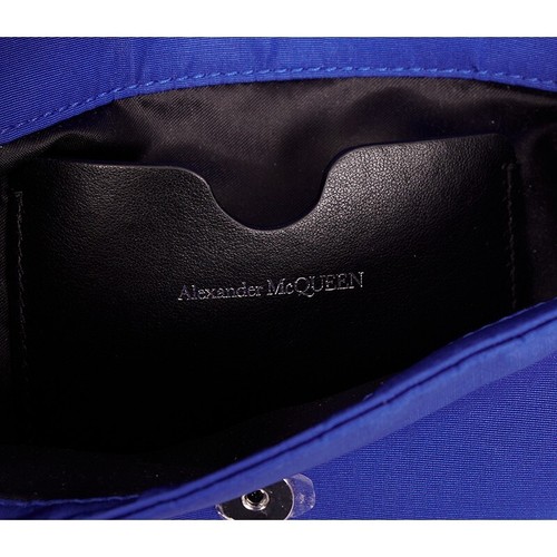 NEW $790 ALEXANDER MCQUEEN Ultramarine Blue Nylon CRYSTAL SKULL Camera Flap BAG - Picture 17 of 19