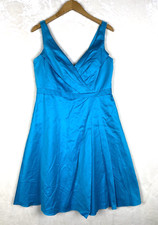Davids Bridal Cocktail Dress Womens 10 Fit & Flare Blue Pleated  Evening Party