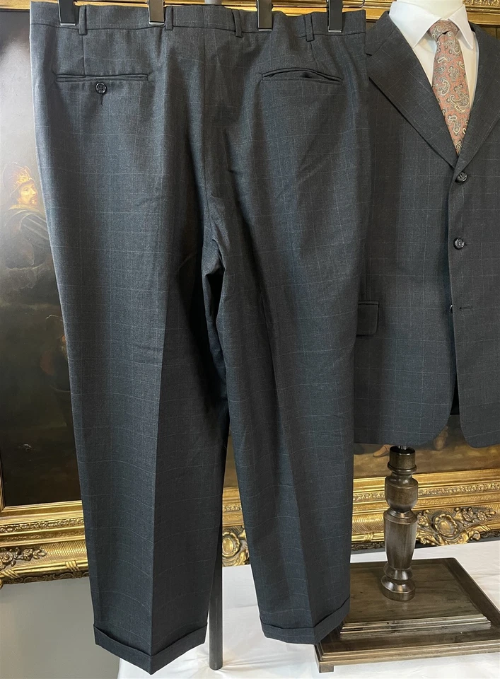 Bill Blass Premier Collection 46S 38 x 28 USA MADE Windowpane Check Wool Suit - Image 3 of 4