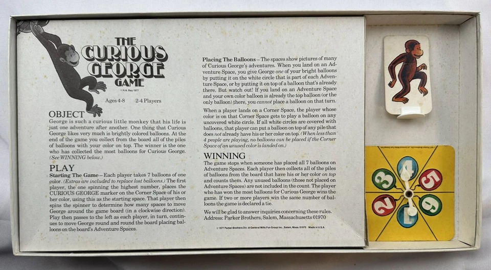 1977 Curious George Game by Parker Brothers Complete in Great Cond FREE SHIPPING - Image 3 of 4