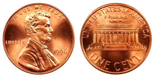 1996 (P) "BU"  LINCOLN MEMORIAL CENT PENNY ROLL  50 COINS
