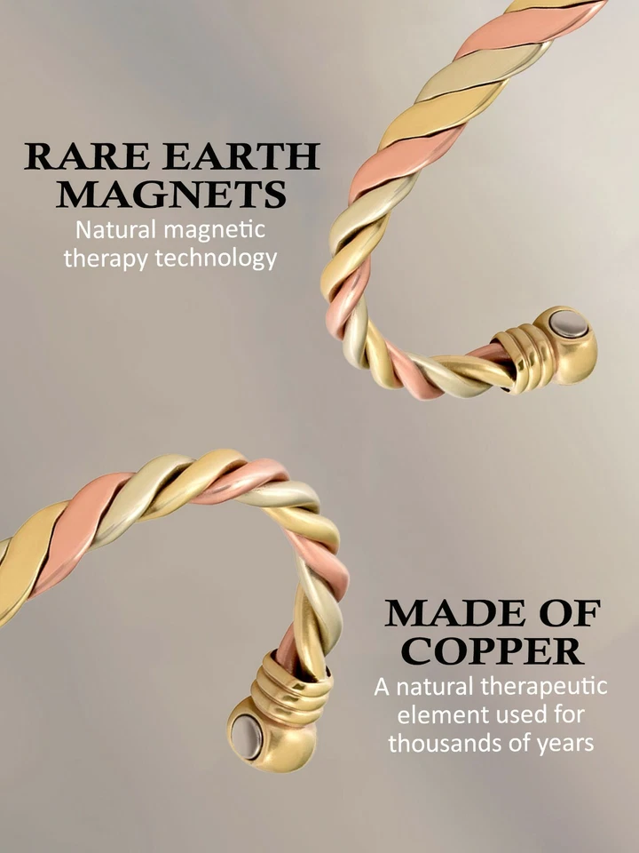 Pulsera de terapia magnética de cobre para dolor de alta potencia imanes de tierras raras triple brazalete Foto 2 de 4