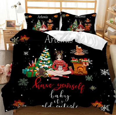 3D Kitz Mädchen Baum M799 Weihnachten Steppdecke Bettbezug Christmas Bett Fay
