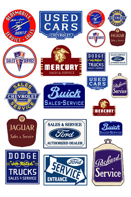 1:25 G scale model vintage car automobile sales service signs