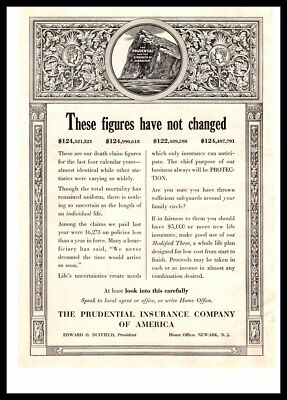 1935 Prudential Insurance Company Death Claim Policy Payout Rate Figure Print Ad