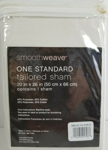 Smoothweave 1-Pc Standard Tailored Sham 20 In x 26 In Ivory - Picture 4 of 4