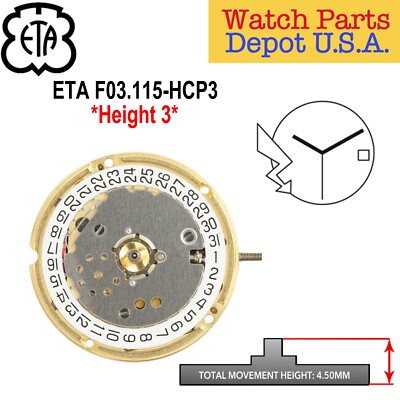 Mouvement à Quartz ETA Swiss Made 555.115 – Disque Date à 3h – Neuf Fonctionnel