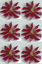 Maroon Red Floral Mosaic Tiles, 6 Daisy Broken China Mosaic Tile Arts and Craft
