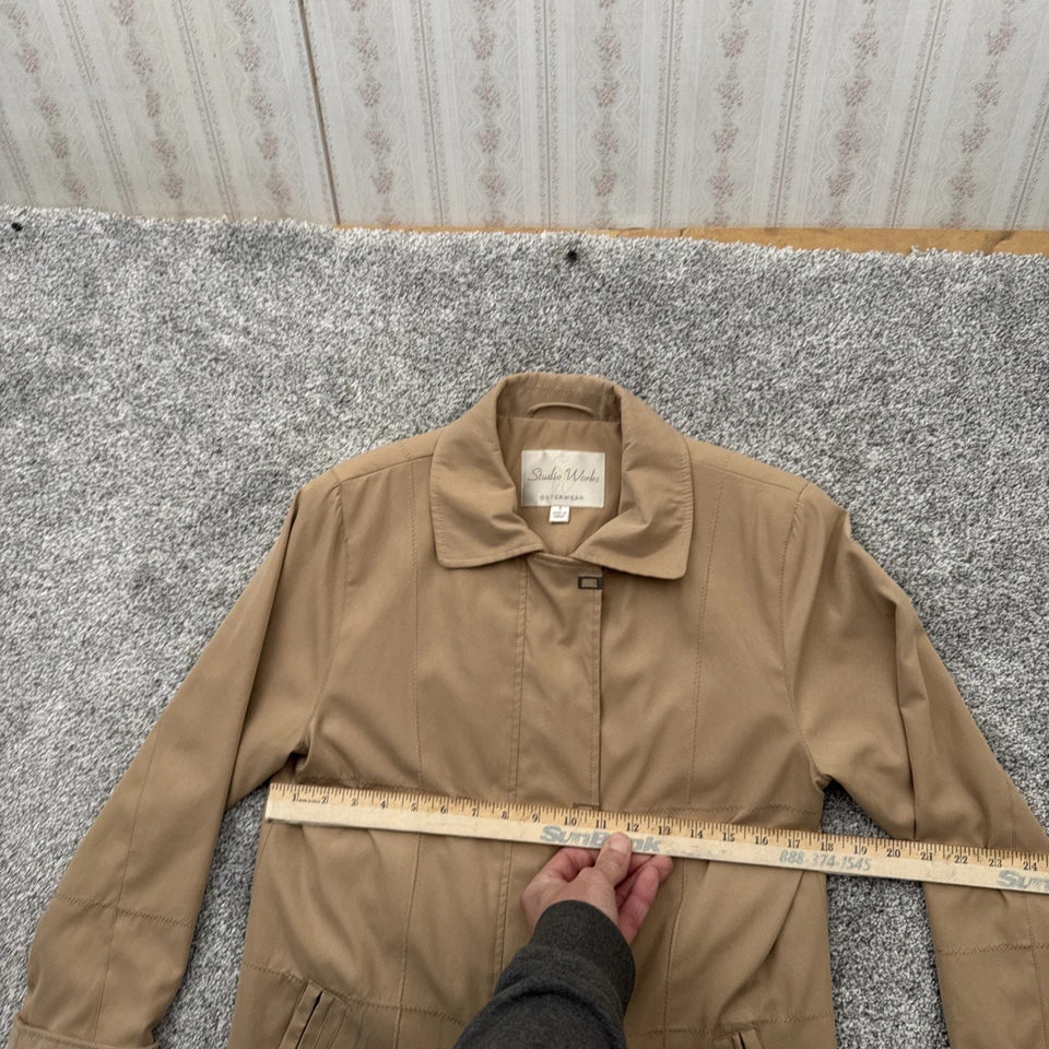 Vintage 90s Trench Coat Women Small Office Minimalist Chic Light Academia Warm - Image 3 of 4