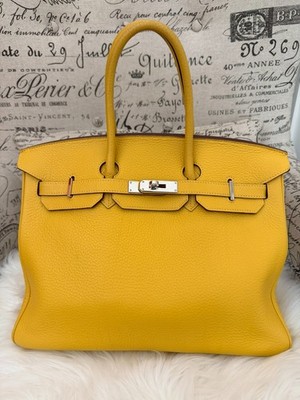 Hermès Birkin 35   Clémence Leather, Soleil, Palladium Hardware 2009