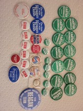 Lot of Presidential Election Campaign Pins And Bumper Stickers