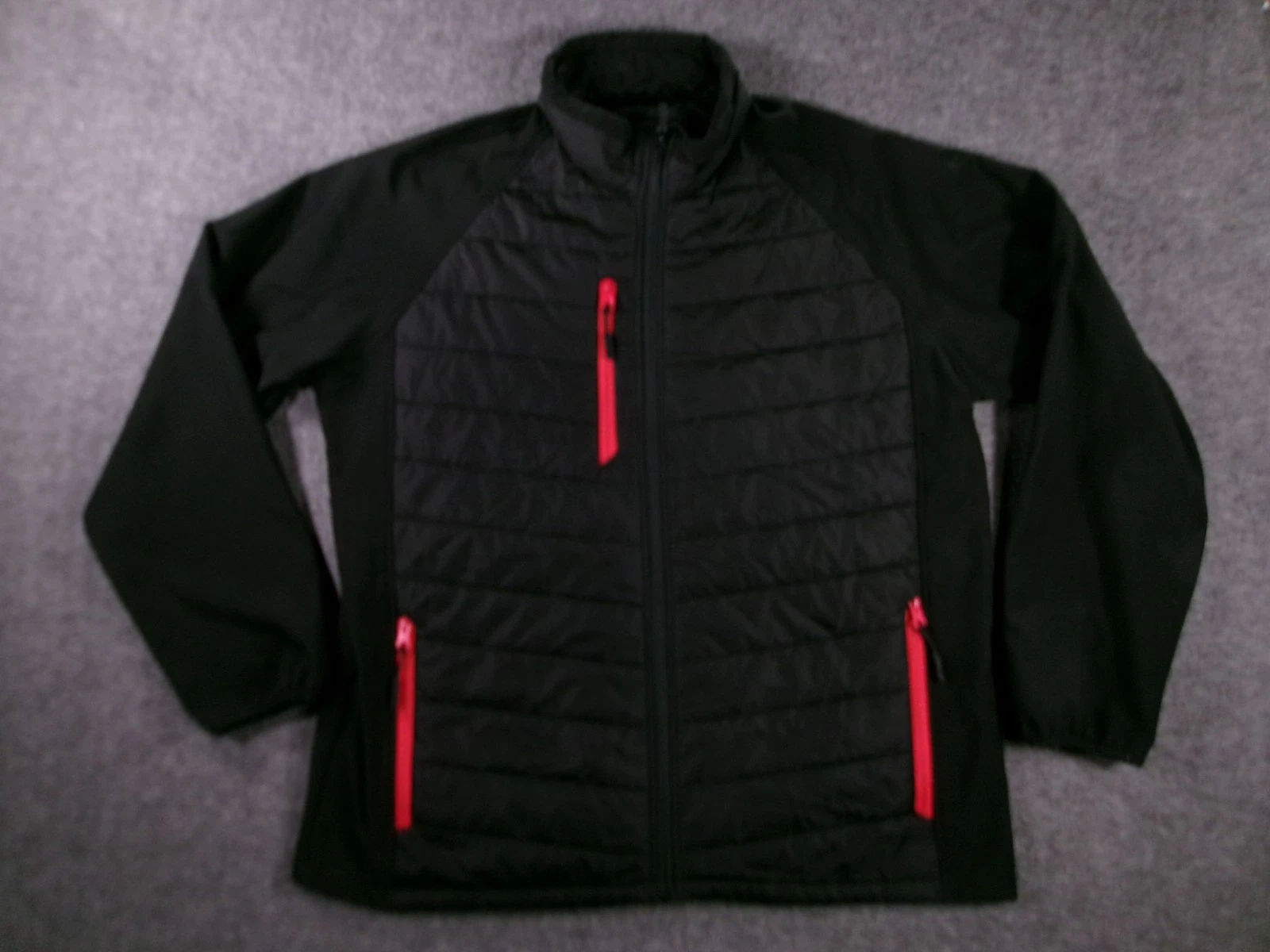 i5 Apparel Jacket Mens XL Quilted Insulated Full Zip Active Jacket Black Red