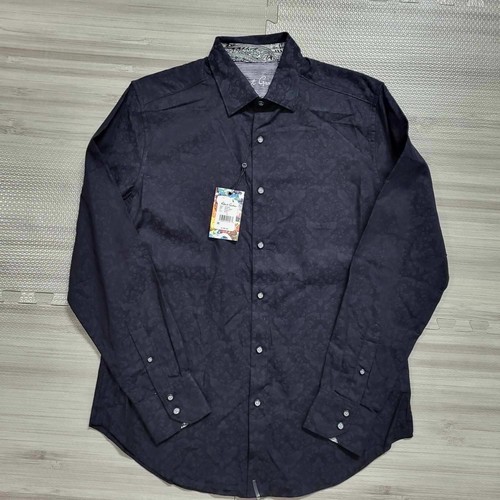 Robert Graham Small Shirt Black Bayview *Classic Fit Damask Jacquard Flip Cuff