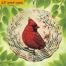 10" METAL CARDINAL BIRD WIND SPIINER WITH SWIVEL HOOK