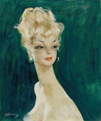 Jean-Gabriel Domergue (Handmade) Signed Oil Painting on Canvas Art Deco