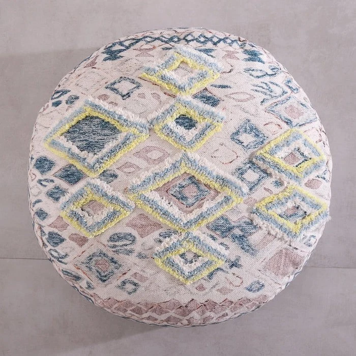 Ottoman Pouf - Pale Circle | Moroccan Decor - Image 2 of 4