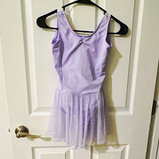 Capezio Girls L Purple Sleeveless Dance Leotard with Attached Skirt