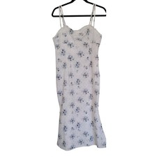Cider L White Blue Floral Lace Dress Strappy Sleeveless Dainty Cottage Babydoll