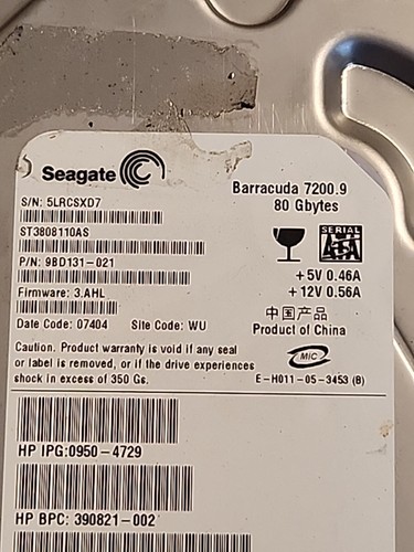 9BD131-021 - Seagate 80GB 7200 RPM SATA 3.5" HDD Free Shipping - Picture 2 of 3