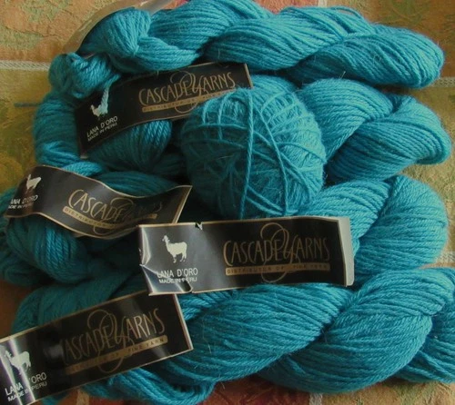 5 Hank (110 yd ea) LOT Cascade Lana D'Oro Superfine Alpaca Wool Yarn TURQUOISE - product listing photo