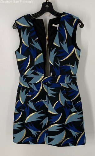 Mini vestido geométrico para mujer Diane Von Furstenberg azul negro alfombra Carpreena 2
