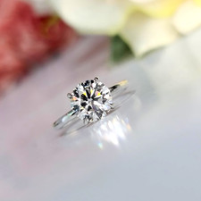 Rundschliff Diamant Damen Ring 14 Karat Weißgold Lab Grown 1,5 Karat IGI E F ...