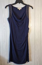 Michael Michael Kors Blue Sleeveless Dress Cowl Neck Studded EUC SZ SM