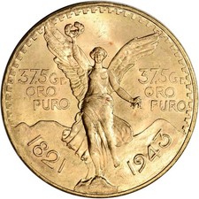 1943 Mexico Gold 50 Pesos - Average Circulated - 1.2056 oz