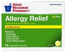Good Neighbor Pharmacy Allergy Chlorpheniramine 4mg Tablets 24ct