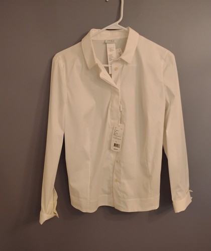 NWT Akris Punto Sz 14 Long Sleeve White Blouse