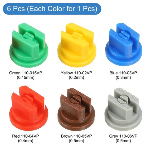 6Pcs Spray Nozzle Tip 110° Flat Fan Shaped Nozzle 0.15-0.6mm Pore Spray Nozzle - Bild 3 von 7