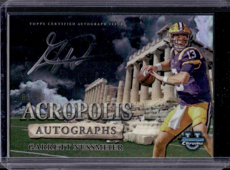 2024 Bowman Chrome University Garrett Nussmeier Acropolis Auto #/99 Tigers
