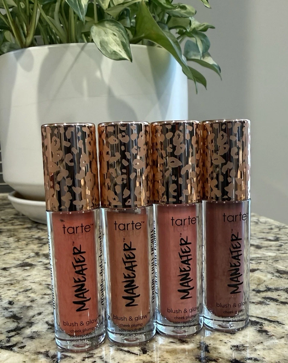 Tarte Glow Maneater Cheek Plump 4-Pc Set 3ml NIB Raspberry Pink Buff Coral