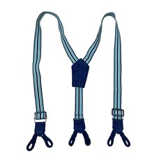 VINTAGE Denim Trim Button Braces Striped Suspenders Men Formal