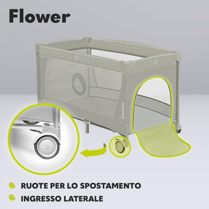 lionelo FLOWER Lettino da campeggio neonato Dalla na 125 x 84 x 67 cm Cappuccino foto 5