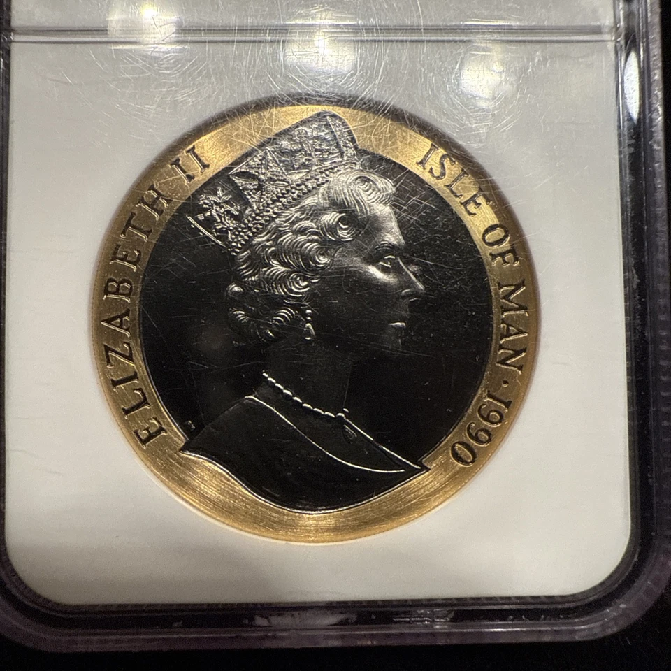1990 COROA DE OURO ILHA DO HOMEM 1 OZ CENTAVO PRETO 1000 CUNHADO NGC PROVA 68 - Imagem 4 de 4