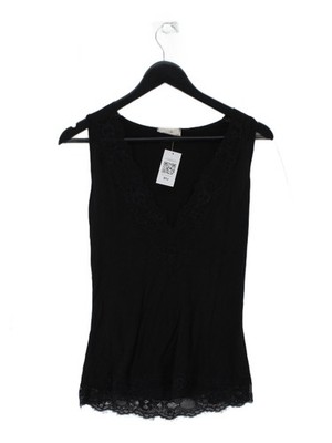 Hush Damen Top XS schwarz Viskose mit Elasthan, Polyamid ärmellos V-Ausschnitt Basic