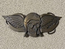Skull Wing Vintage Belt Buckle HarleyDavidson USA 1980s Used