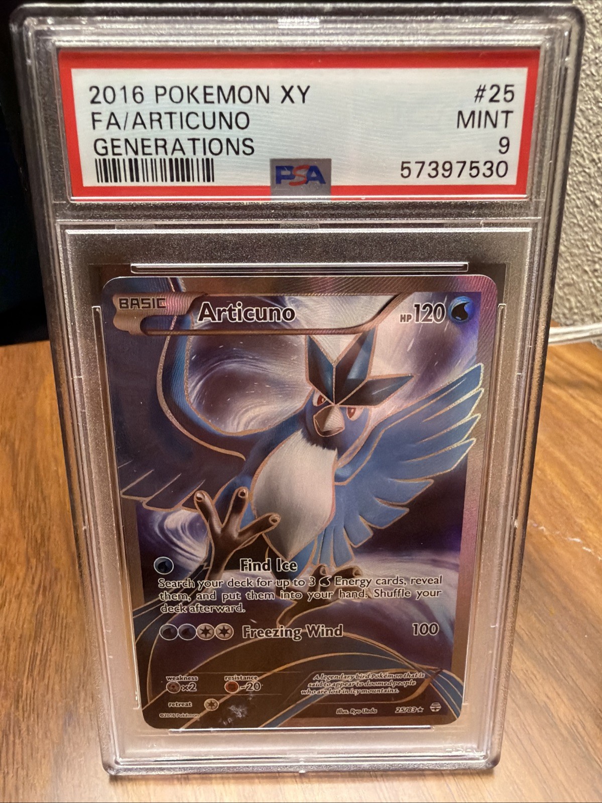Pokemon Card - Articuno 25/83 - XY Generations - Full Art - Holo - PSA 9 Mint