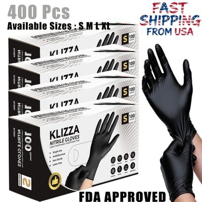 400Pcs Nitrile Gloves,5 Mil Black, Powder-Free Food-Safe Clean Disposable Gloves