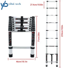 8.5 FT Aluminum Telescopic Ladder Heavy Duty Folding Extension Step 330lbs