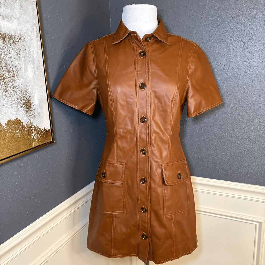 Divine Heritage Vegan Faux Leather Button Down Dr… - image 5